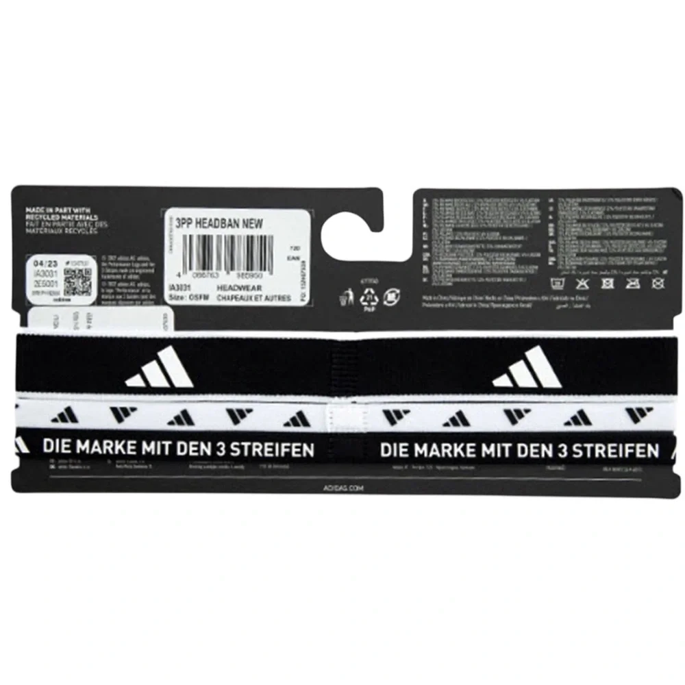 ADIDAS 3PP HEADBAND New Black/White Perfect for Soccer, Tennis & more